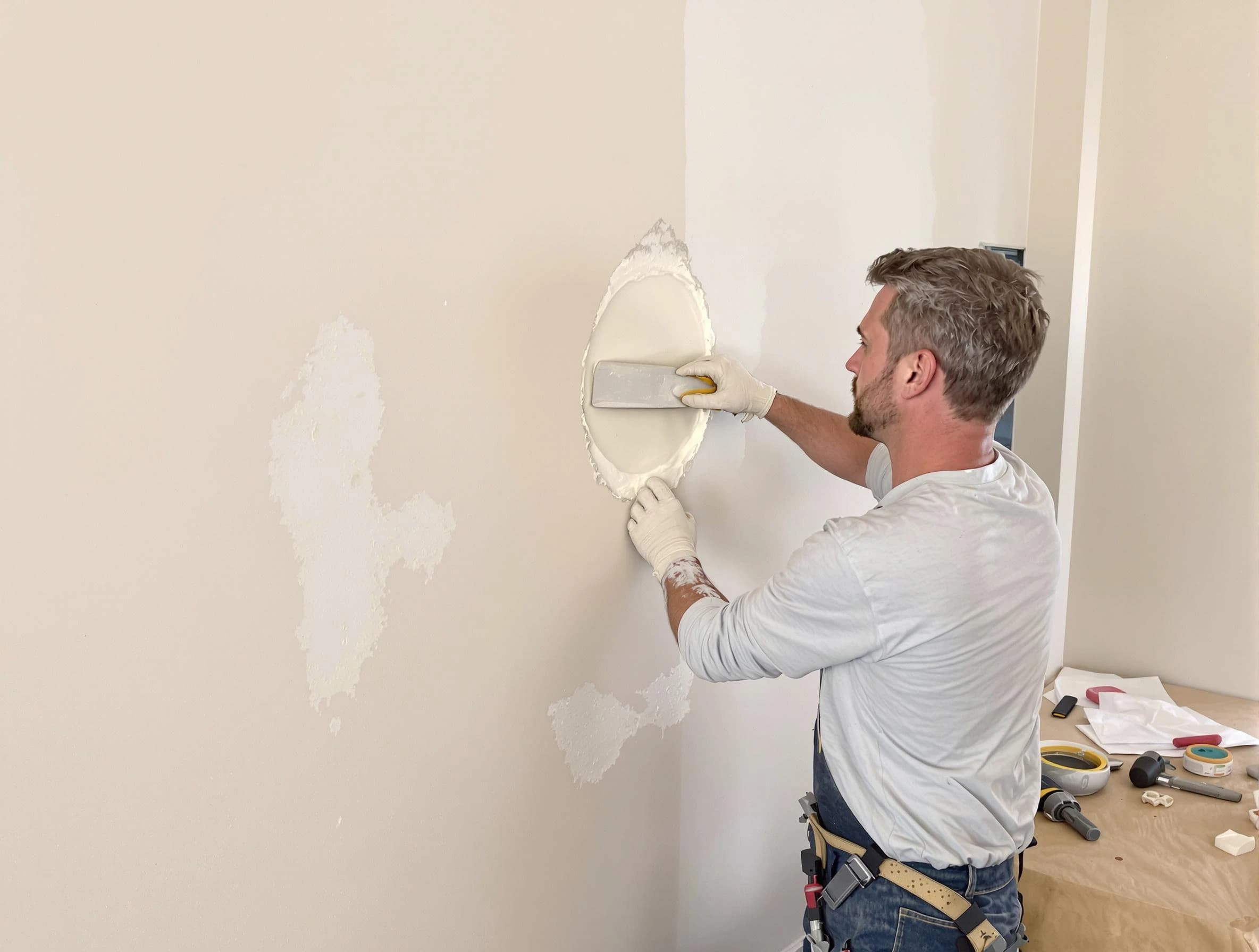 Garfield Heights House Painters technician patching a drywall hole in Garfield Heights, OH