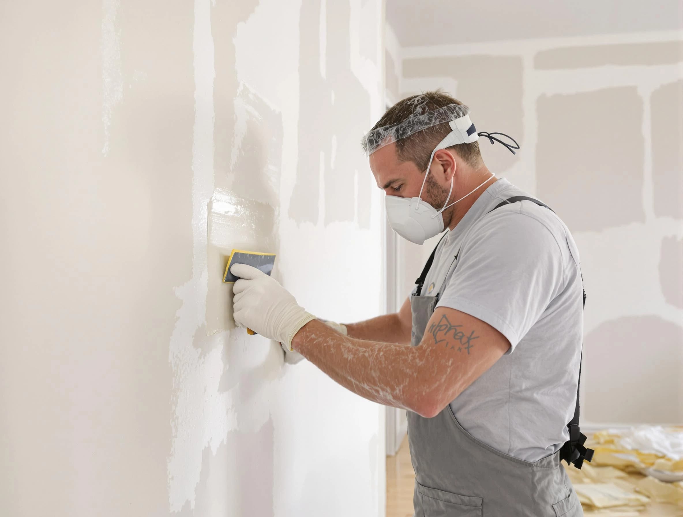 Garfield Heights House Painters technician applying mud to drywall seams in Garfield Heights, OH